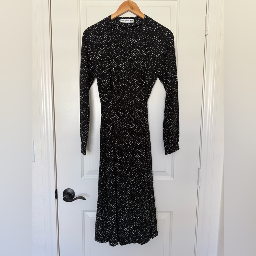 Ines de la Fressange x Uniqlo LS Black Star Polka Dot Wrap Dress Small Celestial - Picture 6 of 7